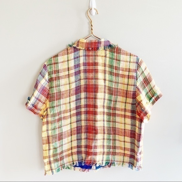 Monse Plaid Boxy Basket Weave Havana Shirt Button Down Top NWT Large Linen Blend - Picture 9 of 15